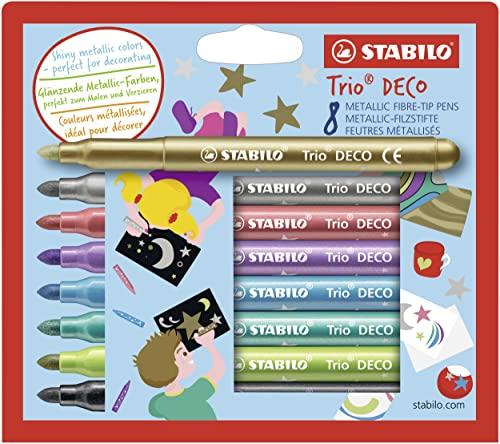 STABILO Trio DECO - Pennarello Metallizzato Punta XL - Pack da 8 Colori Assortiti