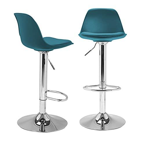 IDMarket - Set di 2 sgabelli da Bar Karl Design, Colore: Blu Anatra