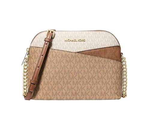 Michael Kors Jet Set Travel Borsa a Tracolla Media con Logo Signature a Blocchi di Colore Cammello Multicolore