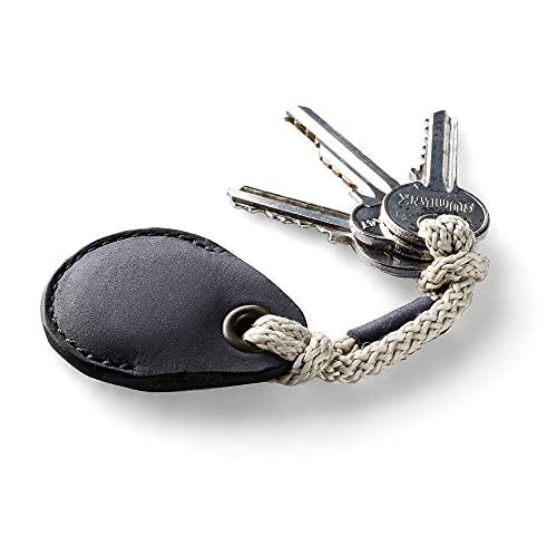 Portachiavi in Pelle per AirTag - Carbon Black - Pelle Conciata al Vegetale