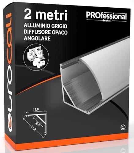 Profilo Angolare in Alluminio Grigio per Strisce LED - 2 Metri