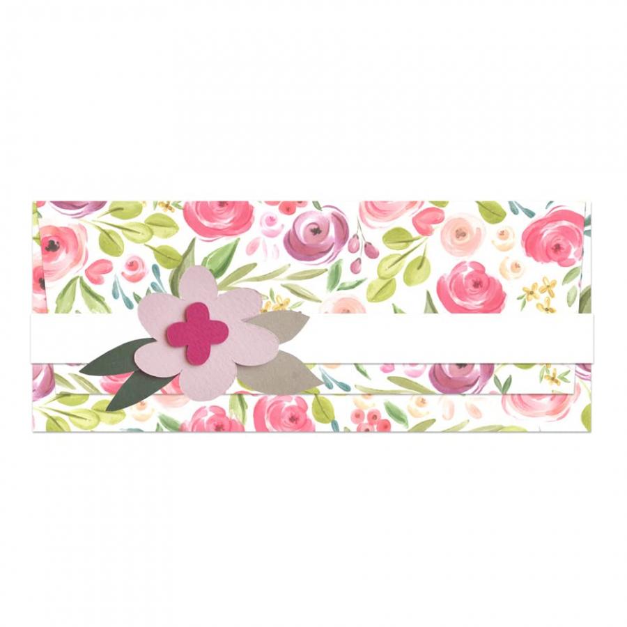 Busta Portasoldi Artigianale con Biglietto d'Auguri - Fantasia di Fiori