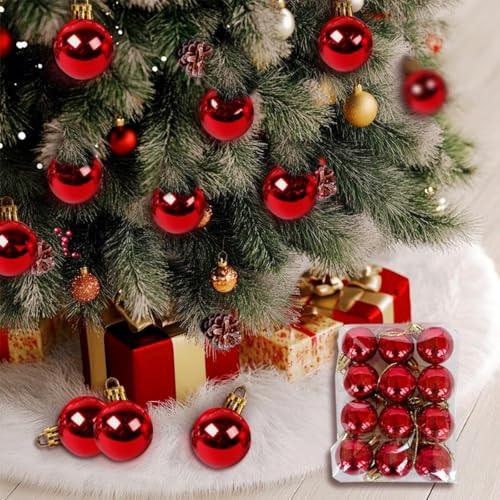 Set 12 Palline di Natale Cromate Rosse, 3cm
