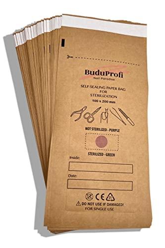 BuduProfi - Sacchetti per Sterilizzazione Autoclave e Sterilizzatore a Secco (100x200 mm)
