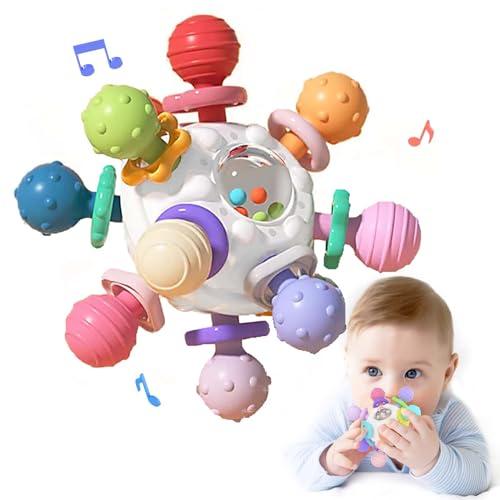 Giochi Sonaglio Dentizione Del Neonato 0 3 6 9 12 Mesi, Sensoriali Giocattoli Silicone Palla da Massaggia Gengive, BPA Free Montessori Regalo Bambino