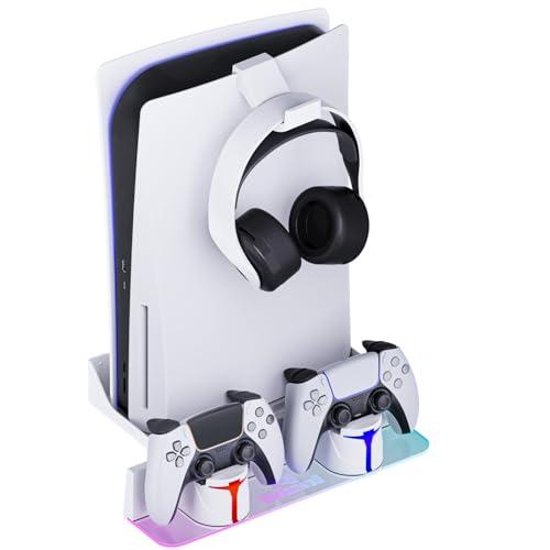 Hosanwell Supporto Parete per PS5 con Stazione di Ricarica e RGB