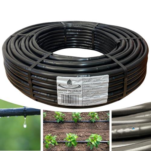 Ala Gocciolante Ø 16 mm Passo 20 cm con Gocciolatore Doppio Foro, Rotolo da 100 mt, Tubo in Polietilene per Irrigazione a Goccia, Nero - Orto Facile