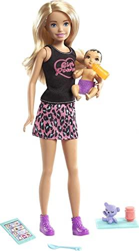 Barbie - Skipper Babysitters Bambola Bionda, Bebè e 4 Accessori