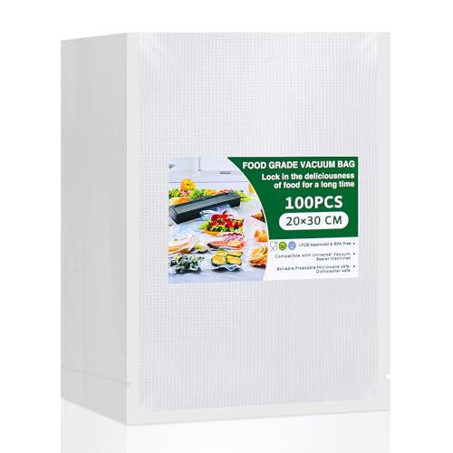Vinabo Sacchetti Sottovuoto Alimenti 20 x 30 cm - 100 Buste Goffrate per Cottura e Conservazione
