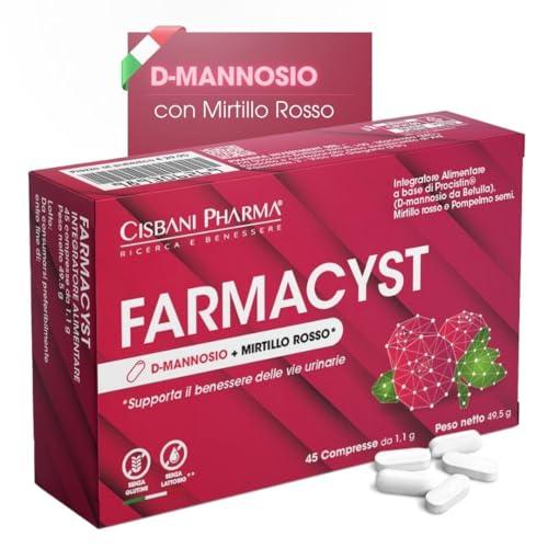 CISBANI PHARMA Farmacyst 45 compresse D-Mannosio, Mirtillo Rosso e Semi di Pompelmo - Integratore per Vie Urinarie - Sollievo da Cistite, Gonfiore e Infezioni - Senza Glutine, Senza Lattosio