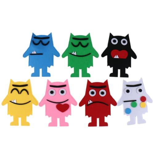 DOKRIN Burattini a dito Burattino didattico da 7 pezzi, set per famiglie per sentire i bambini della famiglia, imparare i sentimenti, le emozioni del burattino a mano, multicolore