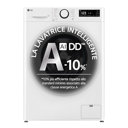 LG F4R5009TSWW Lavatrice 9kg AI DD, Classe A-10%, 1400 Giri, TurboWash, Vapore