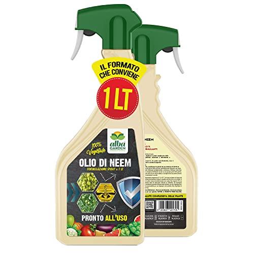 Albagarden - Olio di Neem per Piante 1 Litro - Naturale Concentrato Contro Insetti Funghi Cocciniglia, Acari Afidi Pulci, Cimici, Pidocchi, Lumache e Chiocciole - Spray Pronto Uso