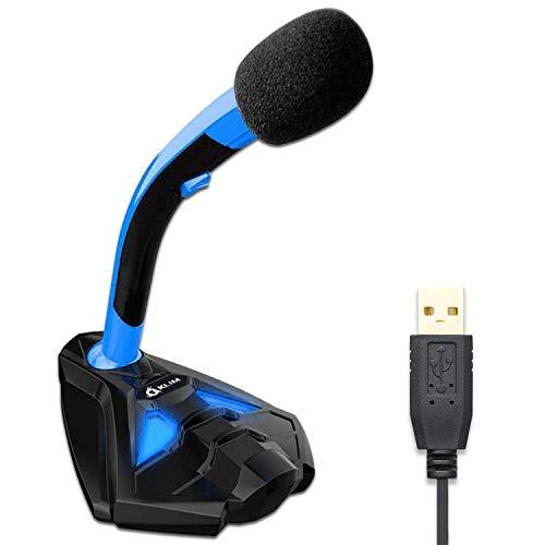 KLIM Voice Microfono Desktop USB con Stand per Computer Laptop PC - Gaming Mic PS4 - Blu [ Nuova Versione ]