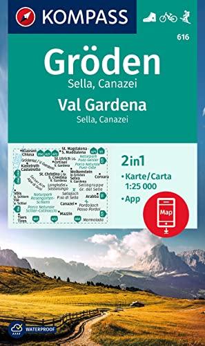 Val Gardena, Sella, Canazei. Ediz. italiana e tedesca. Con carta escursionistica: markierte Wanderwege, Hütten, Radrouten: 616
