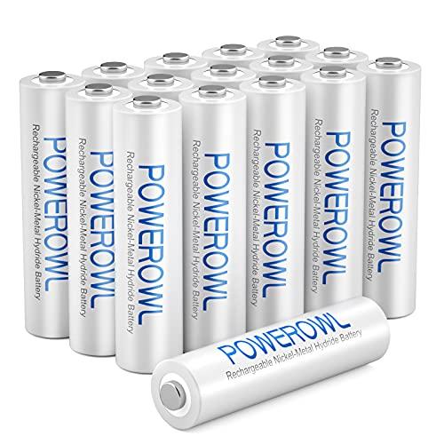 Powerowl Batterie Ricaricabili AAA 1000mAh (16 Pezzi)
