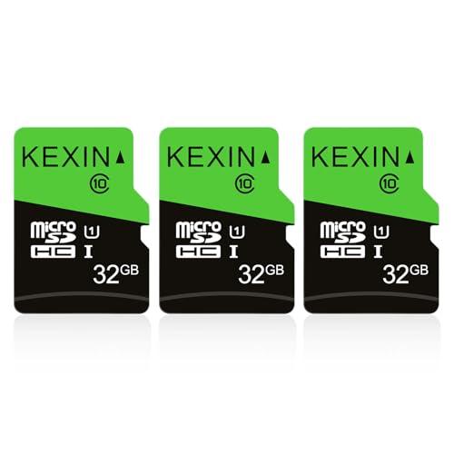 KEXIN Micro SD 32GB - Confezione da 3 Schede di Memoria microSDHC con Adattatore SD
