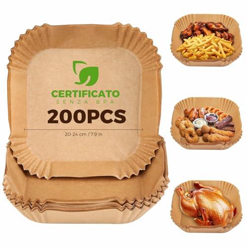 Carta da Forno per Friggitrice ad Aria 20x20 cm - 200 Pezzi