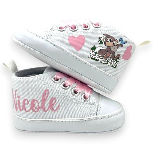 LulluLab Scarpine Neonato Personalizzate con Nome - Tamburina 3-6 Mesi