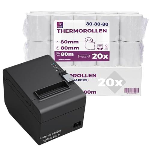 Rotoli Termici 80mm x 80m x 12mm per Registratore di Cassa Fiscale - 20 Rotoli