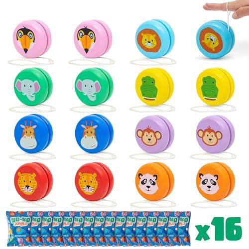 Yoyo in Legno Animali della Giungla - Set da 16 per Feste e Regalini
