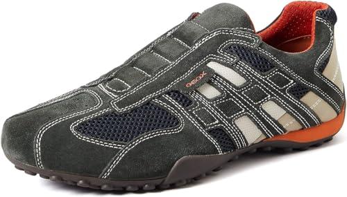 Geox Uomo Snake L, Sneakers Uomo, Grigio Dk Grey Off White, 44 EU