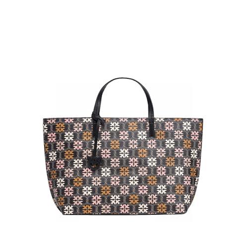 Pinko Shopping Bag Grande in Pelle con Stampa Logo - Nero/Marrone/Bianco