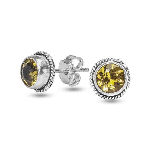 Orecchini a Bottone con Ametista in Argento Sterling 925
