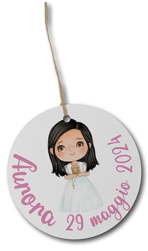 22 Tag Biglietti Rotondi Personalizzati per Prima Comunione