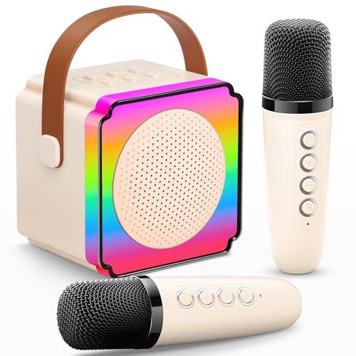 Gontence Karaoke per Bambini, Giocattolo Regalo Bambina 3-12 Anni, Karaoke con Microfono Bluetooth, Carta regalo, Luci LED, Effetti di Cambio Voce, Microfono Karaoke Regalo Giochi Bambina 3-15 Anni