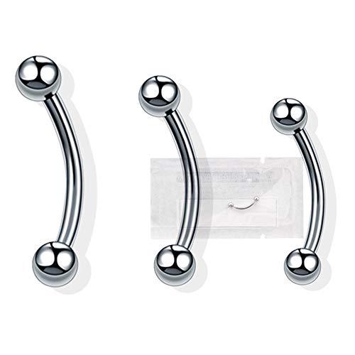 WARRIOR Sterile Curved Barbell Piercing Titanio G23 - Sopracciglio, Labbro, Trago, Helix, Cartilagine