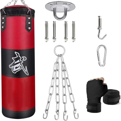 ZERUIDM Set di sacchi da boxe pesanti per punching non imbottiti, per adulti e bambini, con fascia da boxe, gancio da soffitto, per kickboxing, arti marziali, Muay Thai MMA..