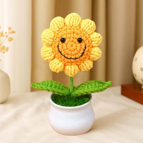 Piante in vaso all'uncinetto - Girasole Sorridente