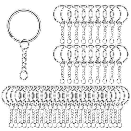 AiQInu 100 Pezzi Anelli Portachiavi con Catena - Kit Completo per il Tuo Bricolage