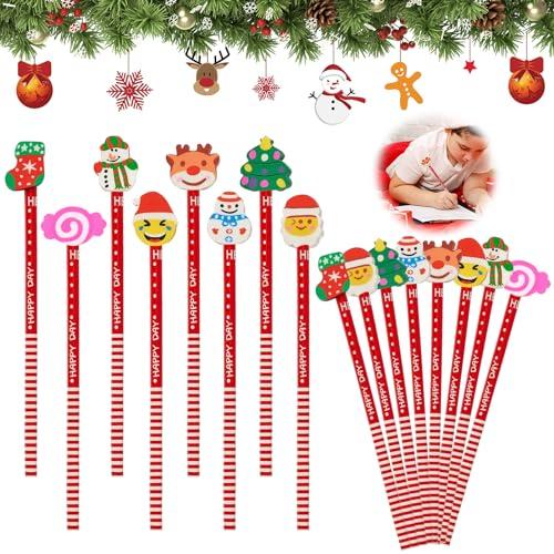 32 Matite Natalizie con Gomme a Tema - Set Regalo Perfetto per Bambini