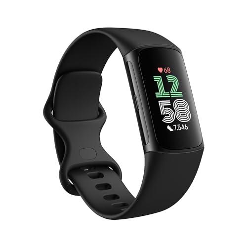 Fitbit by Google Charge 6 Activity tracker con abbonamento Premium di 6 mesi incluso, 7 giorni di durata della batteria, Google Wallet e Google Maps - Ossidiana / Alluminio nero