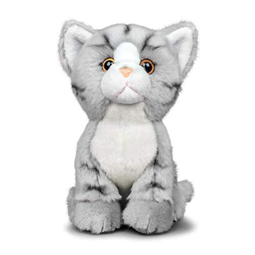 Animigos Peluche Gatto Grigio Tabby Realistico 19cm