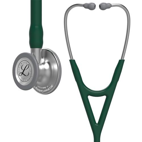 3M Littmann Stetoscopio diagnostico Cardiology IV, testina con finitura standard, tubo auricolare verde foresta, connettore e archetto inossidabili, 69 cm, 6155