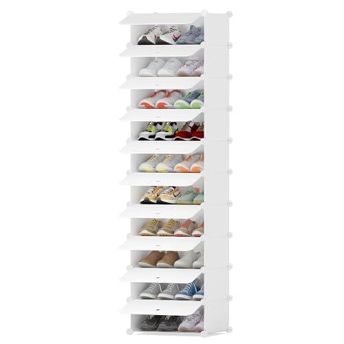 Scarpiera Modulare HOMIDEC a 10 Ripiani per 20 Paia di Scarpe, Salvaspazio e Antipolvere, Bianco