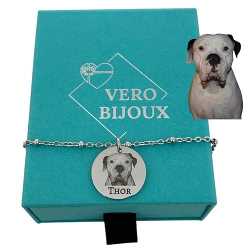 Vero Bijoux Collana con Foto Incisa Personalizzata in Acciaio Inox Made in Italy
