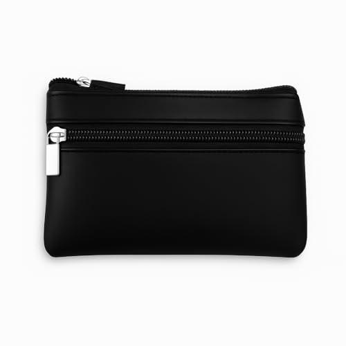 Portamonete in Vera Pelle Nero con Portachiavi - Eleganza e Praticità