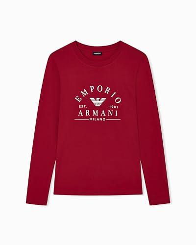 Emporio Armani Iconico Logoband Maglietta Girocollo a Maniche Lunghe da Donna Rosso