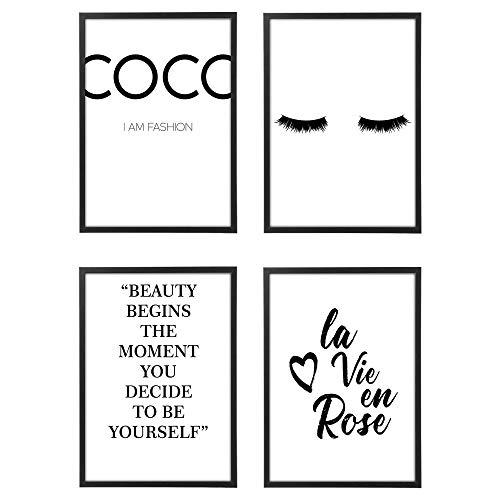 Set di 4 Poster Moderni Coco La Vie En Rose