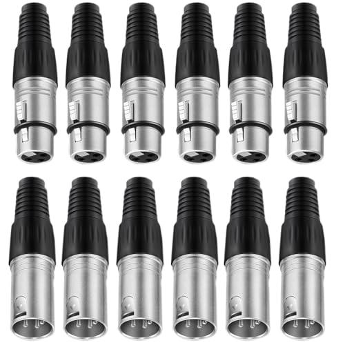 VISSQH 12 pezzi Connettori XLR a 3 pin per Microfono e Audio