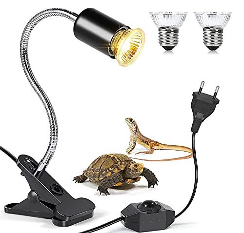 MILIWAN Lampada Tartaruga Kit con 2 Lampade Riscaldanti UVA UVB 75W e Portalampada E27