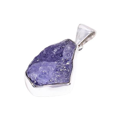 Collana con Pendente in Tanzanite Grezza Naturale e Argento Sterling 925