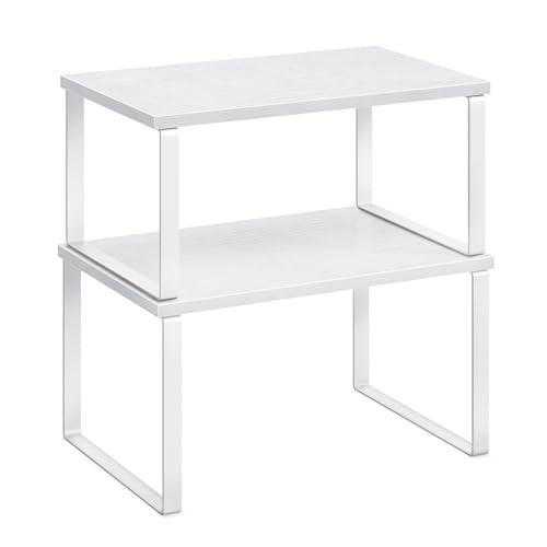 SONGMICS Scaffale Portaspezie, Set di 2 Organizzatori da Cucina Espandibili, Bianco