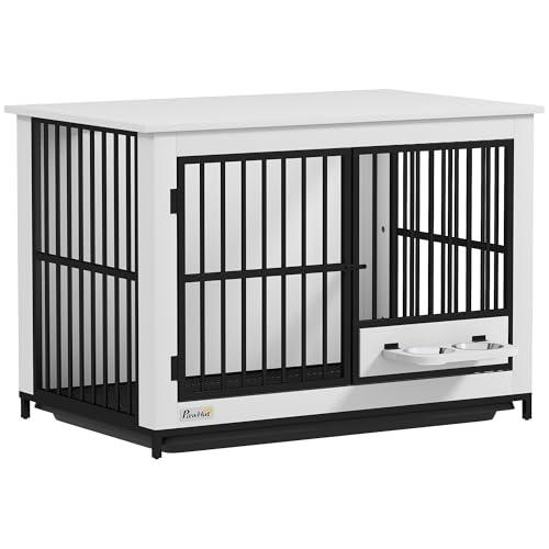 PawHut Gabbia per Cani da Interno con Doppia Porta e Ciotole Girevoli