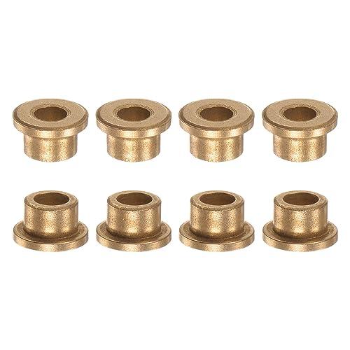 QUARKZMAN 8pz Flangia Cuscinetto Manicotto 6mm Alesaggio x 10mm OD x 8mm Lunghezza x 2mm Flangia Spessore, Bronzo Boccola Autolubrificante Boccole Manicotto per Attrezzature Industriali