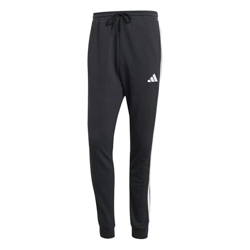 adidas Pantaloni Uomo Essential Three Stripes French Terry, Nero/Bianco